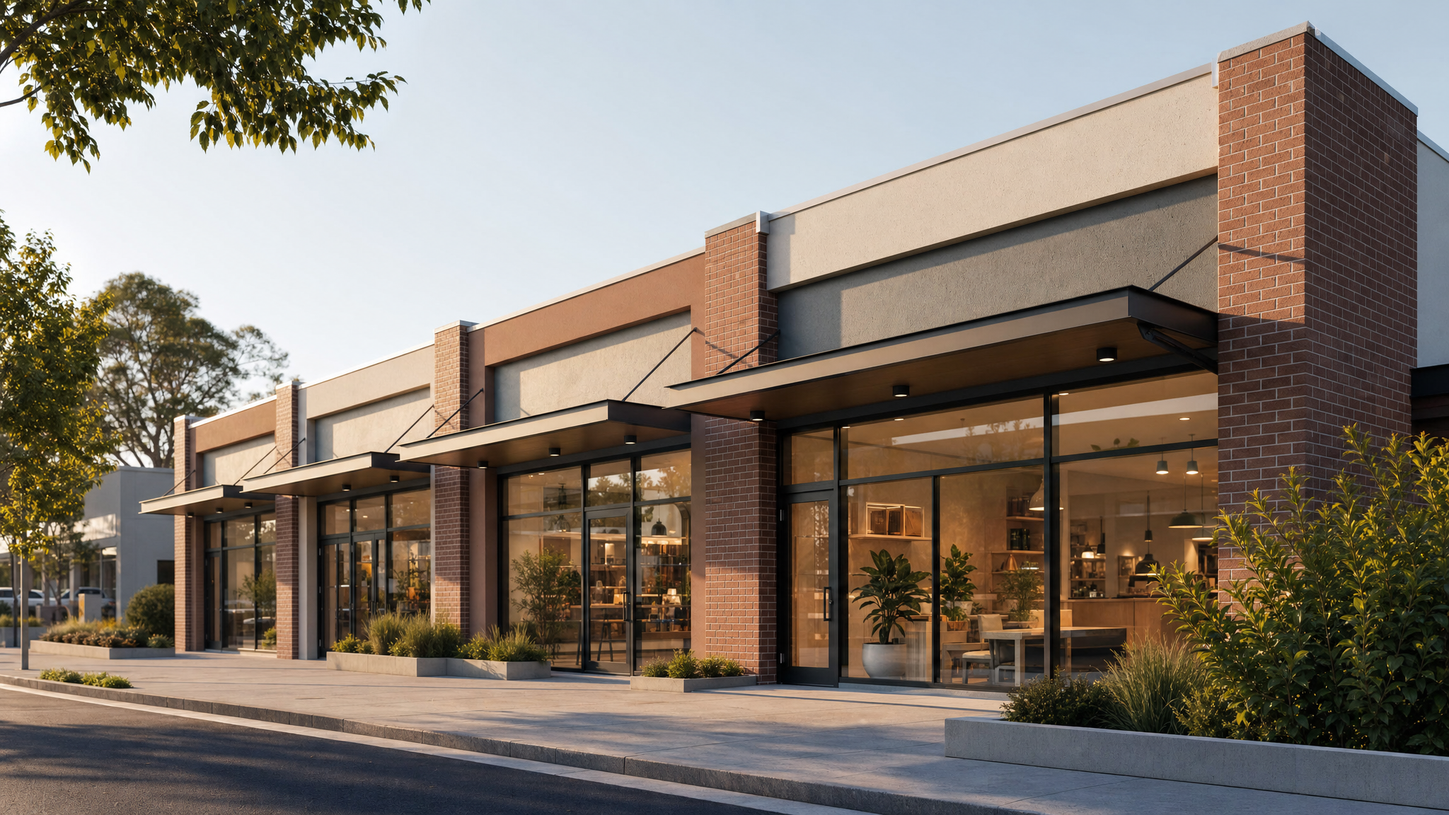 Four-tenancy commercial retail strip used in the Norwest outgoings reconciliation worked example